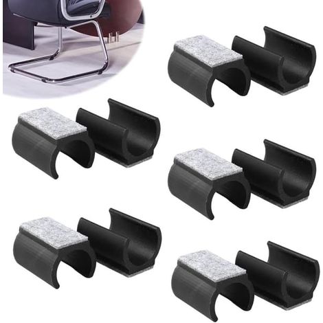 Lot de 10 patins de protection en silicone en forme de U avec feutre pour pieds de chaise, pour meubles, diamètre 24-25 mm, protection des sols et absorption acoustique