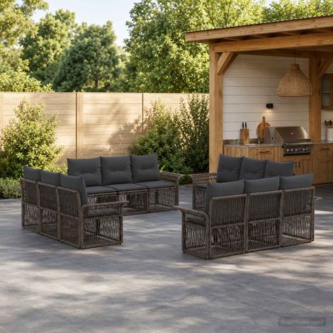 Set Divano da Giardino 12 pcs Grigio polyrattan vidaXL (1/5)