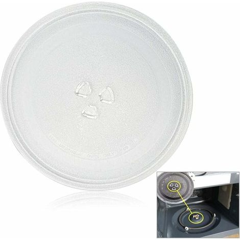 Piastra di ricambio per microonde Piastra in vetro universale durevole con 3 fissaggi per forno a microonde 245 mm (1/4)