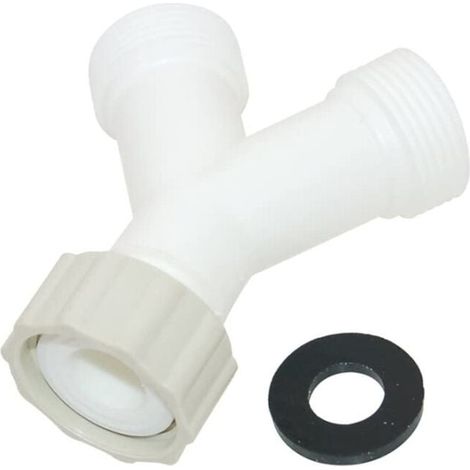 Y-Verbinder für den Kunststoff-Zulaufschlauch, hochwertiger Y-Verbinder für Waschmaschine und Geschirrspüler, praktisch und zuverlässig. (1/4)