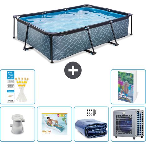Exit-toys Piscina Exit Rectangular - Efecto piedra - 300x200x65 cm - 7-piezas  S286 (1/5)