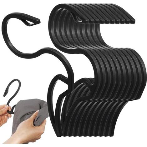 Grucce appendiabiti - Supporti per armadio - Organizzatori per guardaroba - Design robusto antiscivolo - 10 pezzi - Nero (1/5)