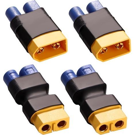 4 Pièces EC3 à XT60 Adaptateur de Connecteur, Adaptateurs EC3 Mâle vers Femelle XT60 et Adaptateurs XT60 Mâle vers Femelle EC3, pour Batterie LiPo RC (1/5)
