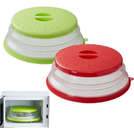 2 Pièces Cloche Micro Onde Pliable Couvercle Micro Onde avec Crochets Couvercle Micro Ondes Protections Anti-éclaboussures Pliables pour Micro-Ondes pour Micro Onde Fruits Légumes (1/5)