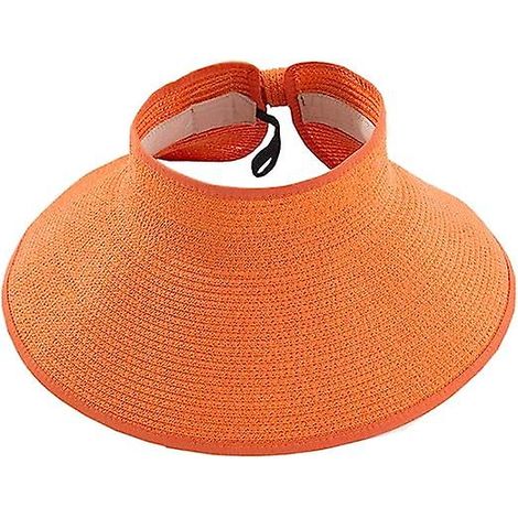 Chapeau de soleil d'été orange à larges bords pour femmes (1/4)