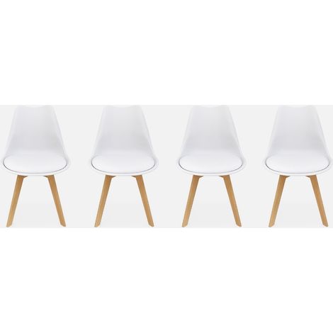 Silla escandinava con patas de madera de haya, set de 4