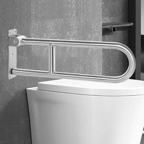 60cm Barre d'appui WC, Barre D'appui Salle de Bain, Acier inoxydable 304, Capacité de Charge 350 kg, Barre Toilette Pliable pour Handicapé, Personnes Âgées, Enceint (1/5)