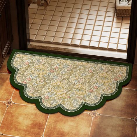 Tapis de bain en diatomite 50×80 cm, motif floral rétro, absorption rapide, antidérapant, lavable à la main (1/4)