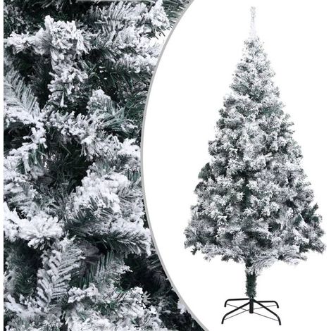 Un sapin de Noël artificiel, de 210 cm de haut, recouvert de velours vert, en PVC.