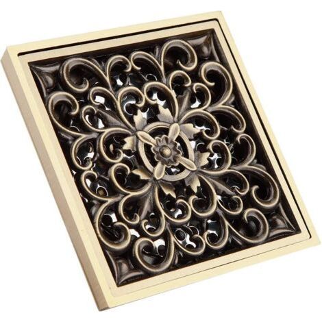 10CM Floor Drain Floor Drain Antique Brass Waste Strainer Cover Grate for Home (1/5)