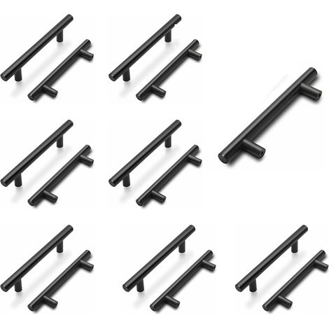 15 Stück schwarze Küchenmöbelgriffe, schwarze Küchentürgriffe – mattschwarze Schrankgriffe, Aluminiumlegierung, Achsabstand 128 mm (1/5)
