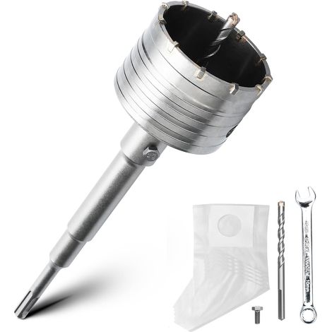 Jeu de couronne perforante de 95 mm avec adaptateur SDS plus 220 mm et pointe de centrage 8 x 110 mm, couronne perforante pour maçonnerie et béton (1/5)