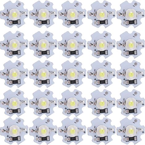 Lotto di 25 chip LED ad alta luminosità – bianco freddo – per fari/torce elettriche