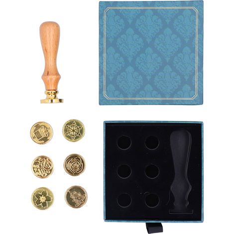 Kit de Tampon à Cire DIY avec Manche en Bois pour Cartes, Enveloppes et Invitations (1/5)