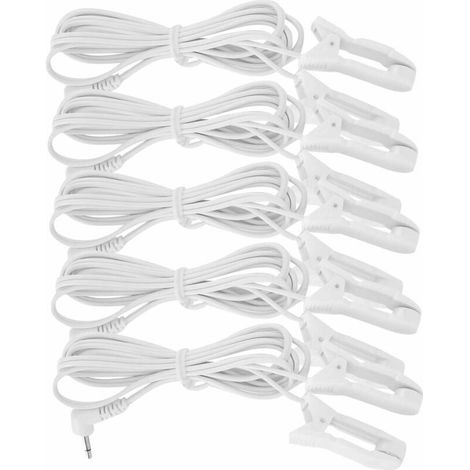 Câble de connexion TENS 5 pièces avec électrodes clips oreilles 2.5mm pour massage numérique
