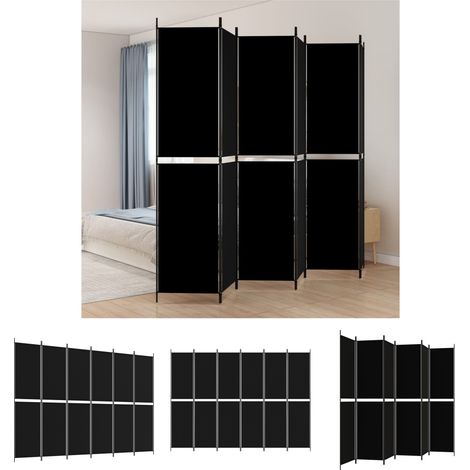 Schatten - vidaXL 6-tlg. Paravent Schwarz 300x220 cm Stoff - Sonnenlicht (1/5)