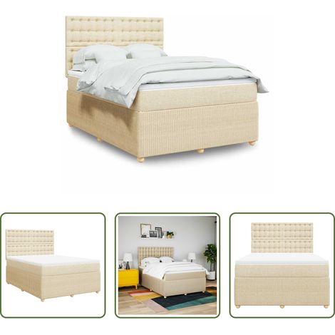vidaXL Taschenfedern - Boxspringbett mit Matratze Creme 160x200 cm Stoff (1/5)
