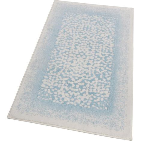 Tapis De Bain Doux Coton Absorbant Tapis De Chevet Antidérapant Bleu Ciel - 80x120 Cm