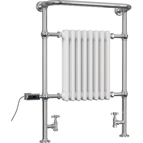 Arundel - White Traditional Dual Fuel Towel Rail H963mm x W673mm Thermostatic WIFI - Floor Standing (1/3)