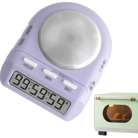 Minuteur de cuisine numérique avec compte à rebours et alarme silencieuse par vibration, affichage clair, minuterie compacte pour cuisine, école, études et travail (1/5)