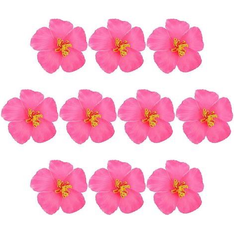 10 magnifiques fleurs d'hibiscus roses artificielles.-10.00X10.00X1.00CM-Pink (1/4)