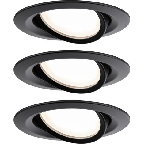Paulmann LED Einbauleuchte Nova 3er-Set schwarz matt schwenkbar Ø 9,3 cm Deckenlampen (1/3)