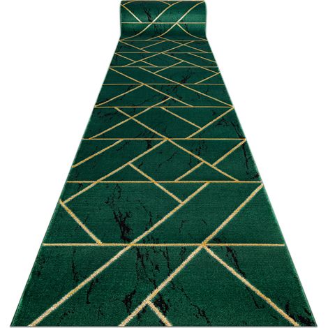 Exklusiv EMERALD Läufer 1012 glamour, stilvoll Marmor, geometrisch Flaschengrün / gold 100 cm green 100x350 cm