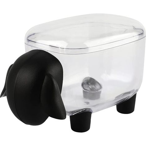Cotton Pads Holder, Makeup Organizer Case Sheep Shape Cotton Bud Swab Holder and Multipurpose Cylinder Storage Box with Plastic Lids (Black) (1/5)