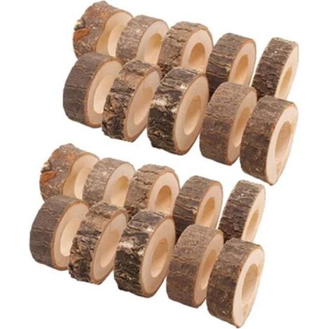 Rond de Serviette Bois - 6 cm x 2 cm - Décoration Table Fête Mariage Noël - Lot de 20