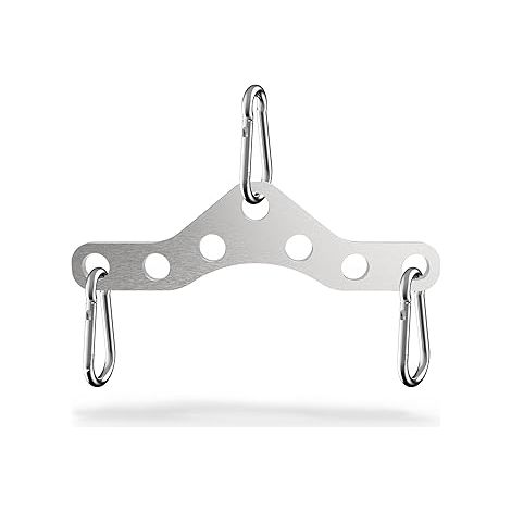 Stainless Steel Double to Single Pulley Adapter Plate Gym Cable Machine Connector with Carabiners for LAT Pulldown, Triceps, Biceps Functional Training (1/5)