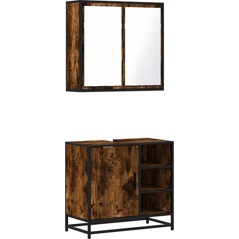 Maison Exclusive - 2-tlg. Badmöbel-Set Räuchereiche Holzwerkstoff