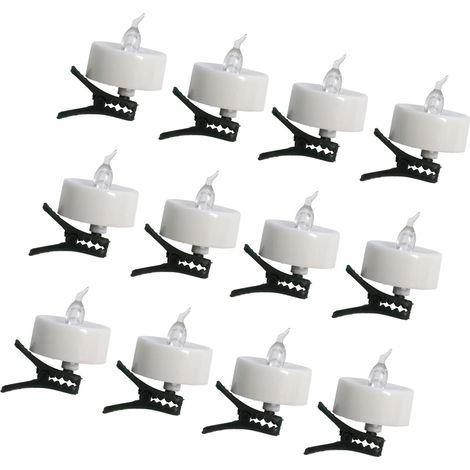 Lot de 12 bougies chauffe-plat LED sans flamme avec clip vacillant pour décorations de table, fêtes, mariages, célébrations (1/5)