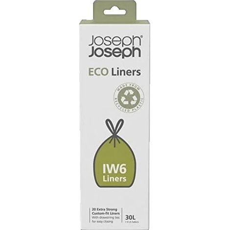 Joseph Joseph 30143 Sacchetti per rifiuti 30L in plastica riciclata chiusura con cordoncino compatibili con Totem Max e Totem Pop colore Grigio