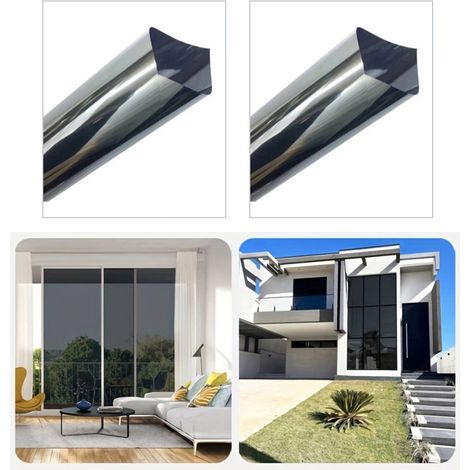 NICOLA Juego de 2 láminas de privacidad para ventanas, decorativas, con control solar para el hogar, negro y plateado, 45 cm x 1 m