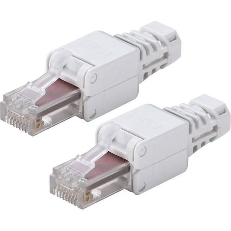2 pièces Connecteurs RJ45 sans outil prise réseau UTP, sans outil pour câble Ethernet toronné CAT5/5E CAT6/6A solide (1/5)