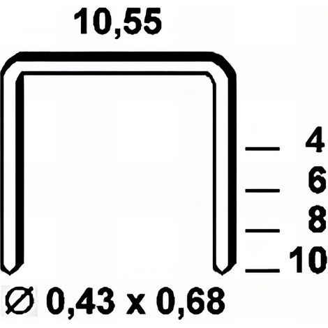 6 700 agrafes galvanisées VZ-06 - 10,55 x 6 x D. 0,43 x 0,68 mm - 6VZ061 - Alsafix