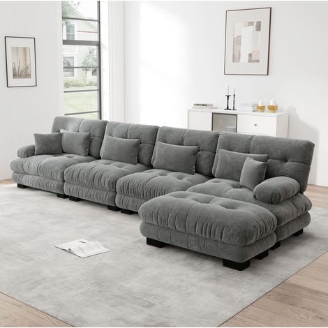 sofá esquinero modular chenilla gris OKMYHOME (1/5)