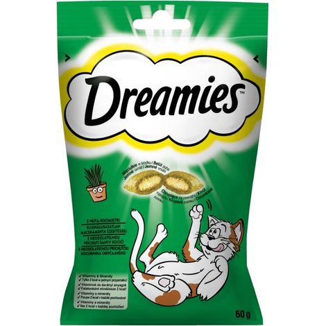 DREAMIES FRIANDISES POUR CHAT CATNIP AU GOÛT D'HERBE À CHAT, 10 X 60 G, FRIANDISES CROUSTILLANTES ET CRÉMEUSES À L'INTÉRIEUR
