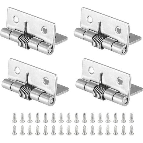 Lot de 4 charnières à ressort pour armoires, longueur 1,5 pouce, charnières à ressort en acier inoxydable à fermeture automatique (1/5)