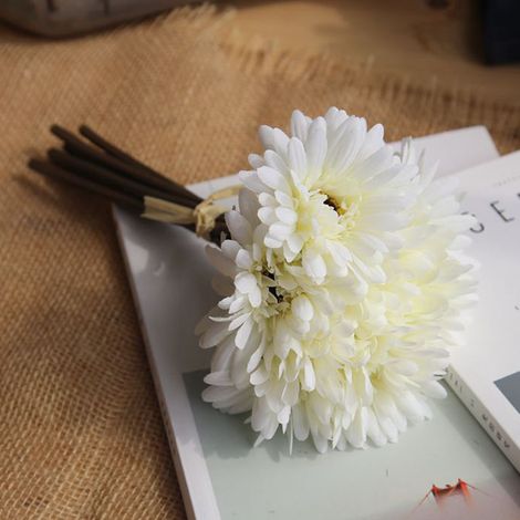 Bouquet de fleurs artificielles en soie, fausses marguerites Gerbera, pour décoration de mariage à domicile (1/5)