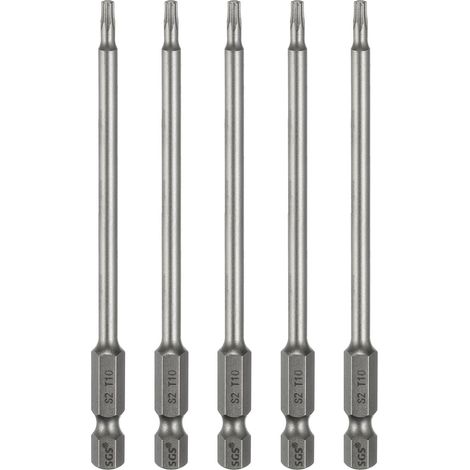 5Pcs Embout Tournevis Torx T10 1/4" Hex Shank Longueur 4" (100mm) (1/5)