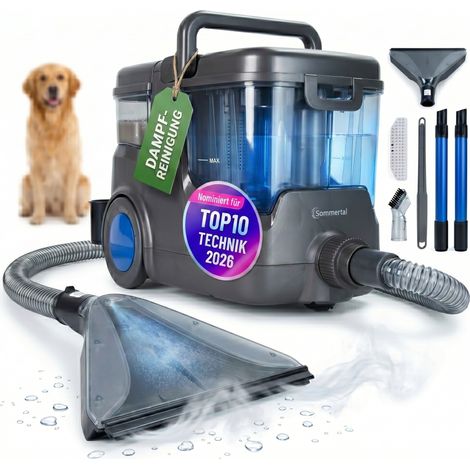 Sommertal HYDRO 9000 MAX Waschsauger – 1.000W & 28 kPa – Teppichreiniger & Polsterreiniger mit Dampfsauger & Nasssauger für Teppich, Sofa & Auto (1/5)