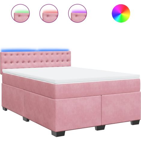 Maison Exclusive - Giroletto a Molle con Materasso Rosa 140x200 cm in Velluto