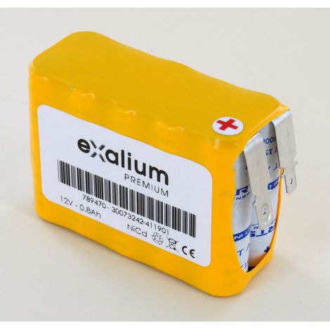 Batterie 12V 0.8Ah NiCd sous gaine thermo cosses faston (789470)