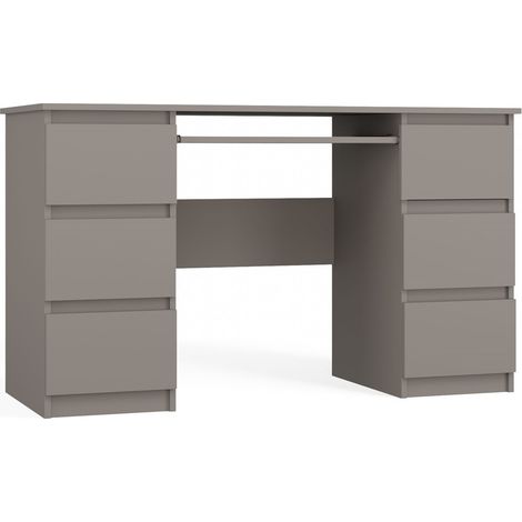 Una scrivania funzionale color argilla con 6 cassetti, perfetta per l'ufficio o la casa. Design moderno, facile da montare, di produzione polacca. (1/3)