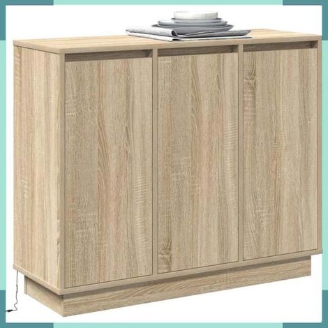 869676 Buffet LED Chêne Sonoma 90 x 32 x 75 cm Bois d'ingénierie (1/5)