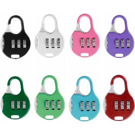 Cadenas à combinaison à 3 chiffres, verrou de sécurité à code réinitialisable, cadenas colorés (paquet de 8) (1/5)