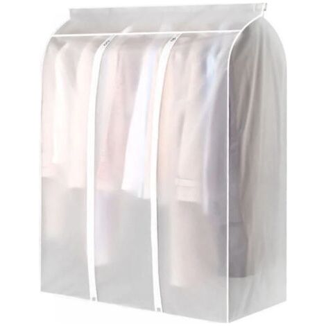 Sac à vêtements 90 x 100 x 50 cm pour suspendre des vêtements, sac de couverture translucide givré pour porte-vêtements, sac de rangement pour vêtements à fermeture éclair pour suspendre des manteaux (1/5)
