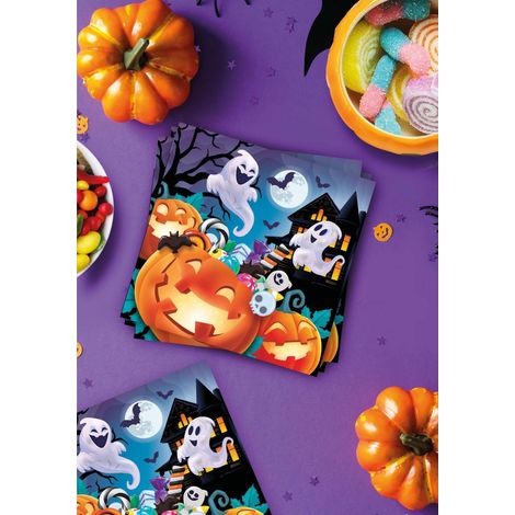 Servilletas de papel de Halloween con diseño de calabaza, 33x33cm, 12 unidades. (1/3)