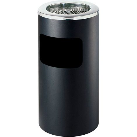 Cestino Gettacarte Posacenere Ø30 cm in Metallo Nero Opaco 15L per Interno Esterno (1/5)